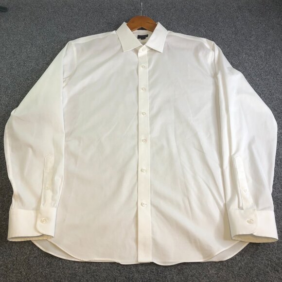 J Crew Shirt Mens Extra Large White Button Oxford Spread Collar Long Sleeve Slim - Picture 3 of 11